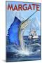 Margate, New Jersey - Sailfish Deep Sea Fishing-Lantern Press-Mounted Art Print