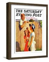 "'Marge Loves David'," Saturday Evening Post Cover, August 10, 1935-George Brehm-Framed Giclee Print