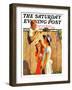 "'Marge Loves David'," Saturday Evening Post Cover, August 10, 1935-George Brehm-Framed Premium Giclee Print