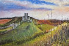 Cliffs at Shaldon S/Devon,  pastel-Margo Starkey-Giclee Print