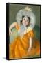Margot in Orange Dress.-Mary Cassatt-Framed Stretched Canvas