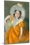 Margot in Orange Dress.-Mary Cassatt-Mounted Poster