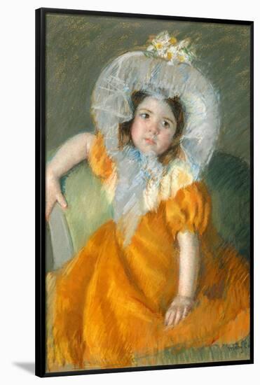 Margot in Orange Dress.-Mary Cassatt-Framed Poster