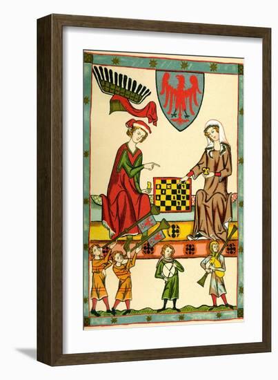 Margrave Otto IV of Brandenburg Playing Chess (From the Codex Maness), C1300-null-Framed Giclee Print