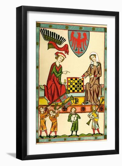 Margrave Otto IV of Brandenburg Playing Chess (From the Codex Maness), C1300-null-Framed Giclee Print