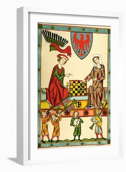 Margrave Otto IV of Brandenburg Playing Chess (From the Codex Maness), C1300-null-Framed Giclee Print