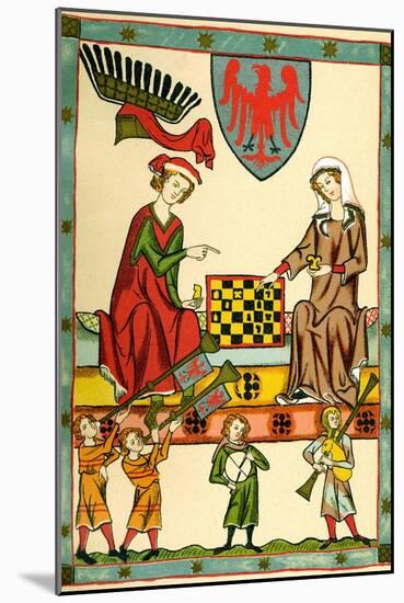 Margrave Otto IV of Brandenburg Playing Chess (From the Codex Maness), C1300-null-Mounted Giclee Print