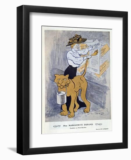 Marguerite Durand pasting her election poster, illustration from 'Fantasio', 1st April 1910-Daniel de Losques-Framed Giclee Print