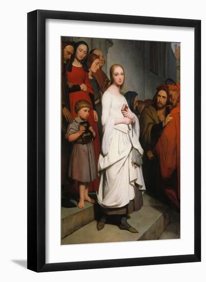 Marguerite Leaving Church, 1838 (Oil on Canvas)-Ary Scheffer-Framed Giclee Print