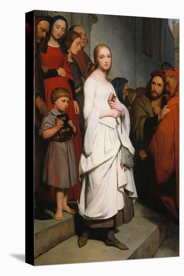 Marguerite Leaving Church, 1838 (Oil on Canvas)-Ary Scheffer-Stretched Canvas