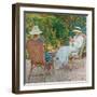 Maria and Elisabeth Van Rysselberghe Knitting in the Garden, C.1912-Theo van Rysselberghe-Framed Giclee Print