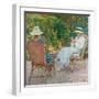 Maria and Elisabeth Van Rysselberghe Knitting in the Garden, C.1912-Theo van Rysselberghe-Framed Giclee Print