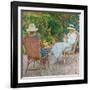 Maria and Elisabeth Van Rysselberghe Knitting in the Garden, C.1912-Theo van Rysselberghe-Framed Giclee Print