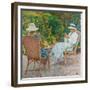 Maria and Elisabeth Van Rysselberghe Knitting in the Garden, C.1912-Theo van Rysselberghe-Framed Giclee Print