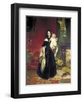 Maria Arkadyevna (Stolypin) Beck (1819-188) with Her Daughter, 1840-Karl Pavlovich Briullov-Framed Giclee Print