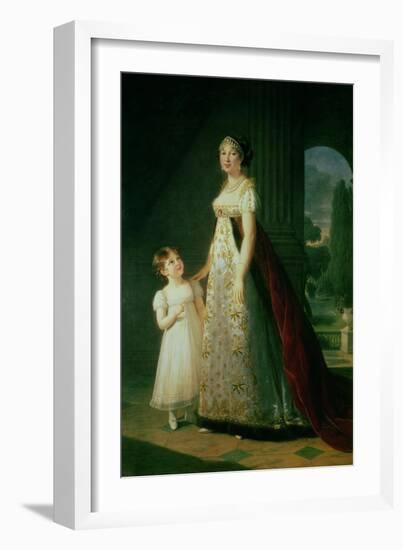 Maria Carolina Bonaparte (1782-1839) Queen of Naples with Her Daughter Laetitia Murat, 1807-Elisabeth Louise Vigee-LeBrun-Framed Giclee Print