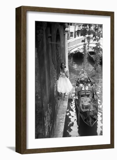 Maria Félix Smiling Beside a Gondola-null-Framed Giclee Print