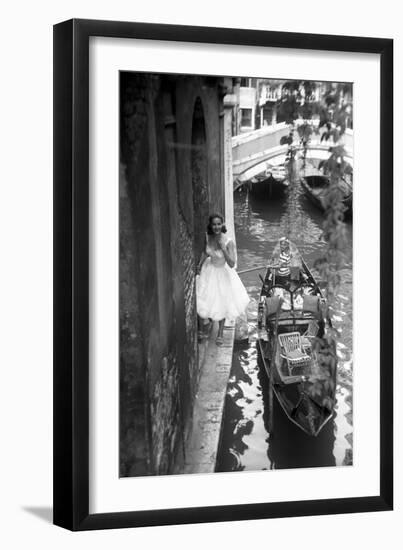 Maria Félix Smiling Beside a Gondola-null-Framed Premium Giclee Print