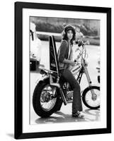 Maria Grazia Buccella on a Motorcycle-null-Framed Giclee Print