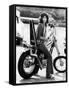 Maria Grazia Buccella on a Motorcycle-null-Framed Stretched Canvas