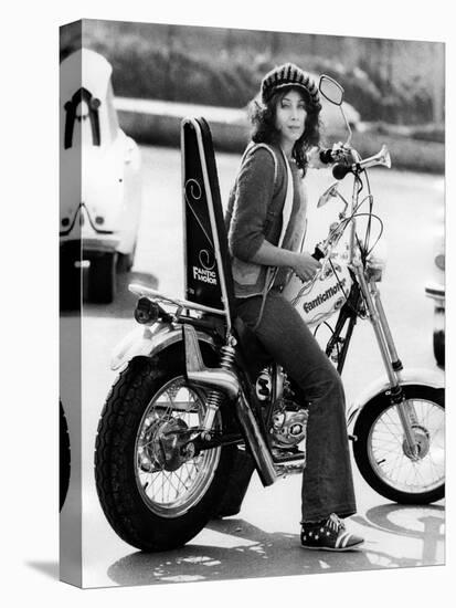 Maria Grazia Buccella on a Motorcycle-null-Stretched Canvas