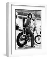 Maria Grazia Buccella on a Motorcycle-null-Framed Giclee Print