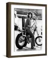 Maria Grazia Buccella on a Motorcycle-null-Framed Giclee Print