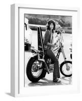 Maria Grazia Buccella on a Motorcycle-null-Framed Giclee Print