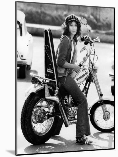 Maria Grazia Buccella on a Motorcycle-null-Mounted Giclee Print