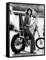 Maria Grazia Buccella on a Motorcycle-null-Framed Stretched Canvas