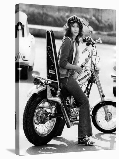 Maria Grazia Buccella on a Motorcycle-null-Stretched Canvas