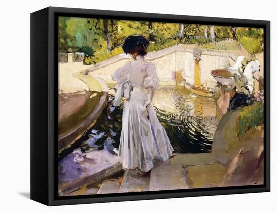 Maria Looking at the Fishes, Granja, 1907-Joaquín Sorolla y Bastida-Framed Stretched Canvas