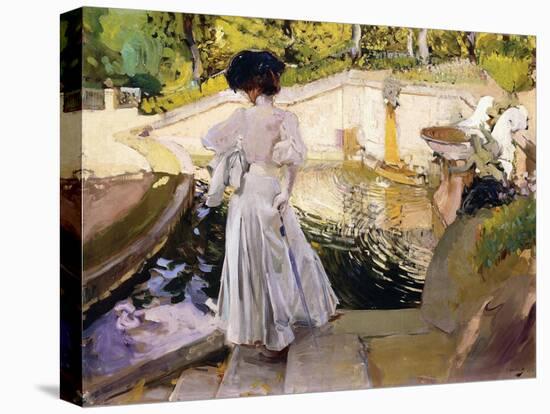 Maria Looking at the Fishes, Granja, 1907-Joaquín Sorolla y Bastida-Stretched Canvas