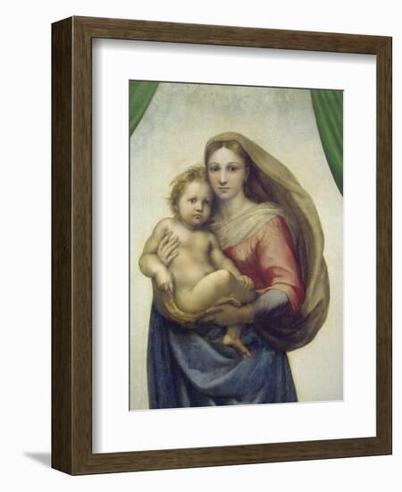 Maria Mit Dem Kind, Sixtinische Madonna, Detail-Raffael-Framed Giclee Print