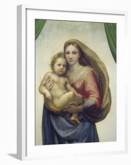 Maria Mit Dem Kind, Sixtinische Madonna, Detail-Raffael-Framed Giclee Print