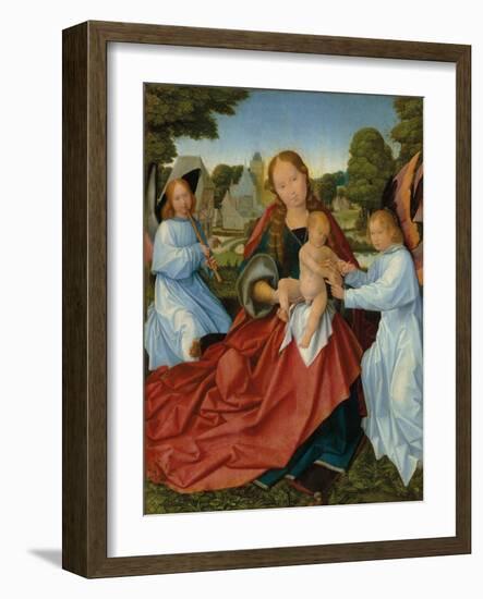 Maria mit Kind und zwei Engeln in einer Landschaft-Jan Provost-Framed Giclee Print