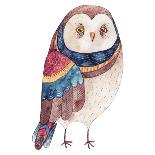 Watercolor Funny Kids Illustration with Owl. Hand Drawn Animal Drawing. Owl Bird Painting. Perfect-Maria Sem-Art Print