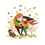 Cute Animals Walking in Autumn Forest-Maria Starus-Art Print