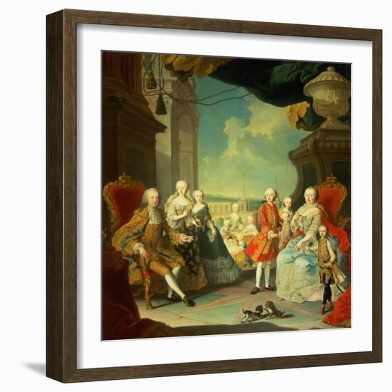 Maria Theresa and Her Husband at the Staircase Leading from the Great Hall of Schloss Schonbrunn-Martin van Meytens-Framed Giclee Print