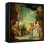 Maria Theresa and Her Husband at the Staircase Leading from the Great Hall of Schloss Schonbrunn-Martin van Meytens-Framed Stretched Canvas
