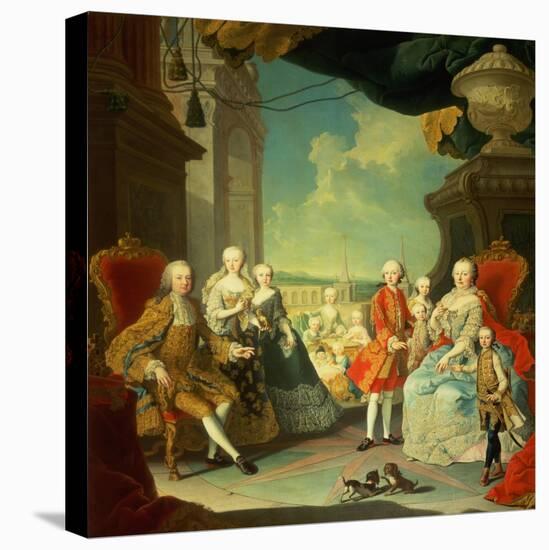 Maria Theresa and Her Husband at the Staircase Leading from the Great Hall of Schloss Schonbrunn-Martin van Meytens-Stretched Canvas