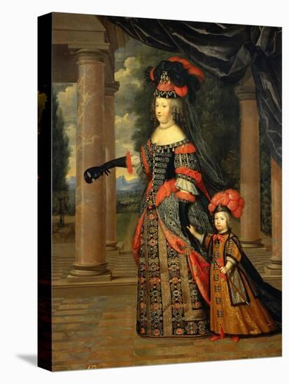 Maria Theresa of Austria, Queen of France, with the Dauphin-Pierre Mignard-Stretched Canvas