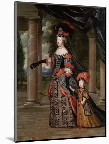 Maria Theresa of Spain with Her Son, the Dauphin, Louis of France-Henri Beaubrun-Mounted Giclee Print