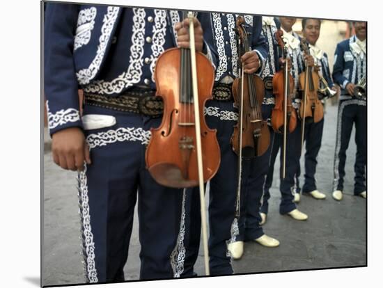 Mariachi Violin Players Line Up-xPacifica-Mounted Photographic Print