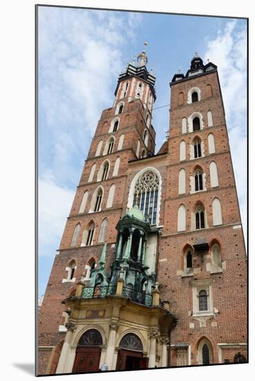 Mariacki Church - Famous Gothic Church Krakow at Main Market Square, Poland-kaetana-Mounted Photographic Print