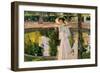 Marian in the Gardens, La Granja, 1907, Oil on canvas-Sorolla Joaquin-Framed Giclee Print