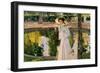 Marian in the Gardens, La Granja, 1907, Oil on canvas-Sorolla Joaquin-Framed Giclee Print