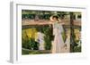 Marian in the Gardens, La Granja, 1907, Oil on canvas-Sorolla Joaquin-Framed Giclee Print