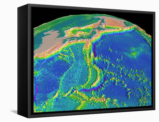 Mariana Trench Sea Floor Topography-us Geological Survey-Framed Stretched Canvas