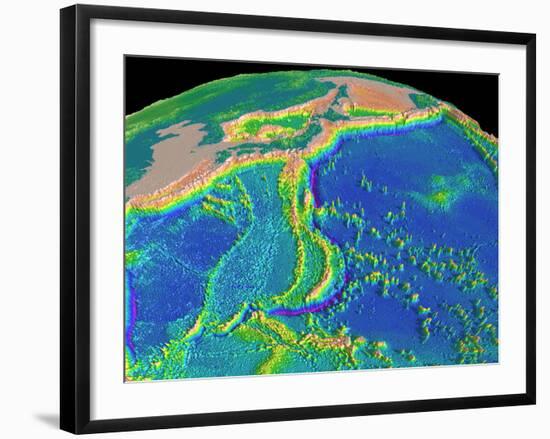 Mariana Trench Sea Floor Topography-us Geological Survey-Framed Photographic Print